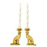 Gold Leopard Tapered Candlestick Holders Set