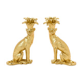 Gold Leopard Tapered Candlestick Holders Set