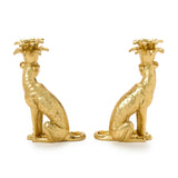 Gold Leopard Tapered Candlestick Holders Set