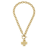 Susan Shaw: Gold Cross Front Toggle Necklace