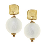 Susan Shaw: Gold Posts with Cotton Pearl Earrings