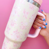 Cream & Pink Floral 40oz Tumbler