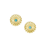 Susan Shaw: Gold Medium Concho with Turquoise Earrings