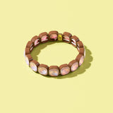 Penelope Gold w/ Rainbow Small Rectangle Stones Enamel Stretch Bracelet