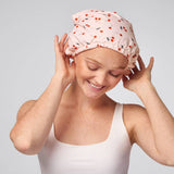 Cherry Print Satin-Lined Flexi Shower Cap