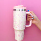 Cream & Pink Floral 40oz Tumbler