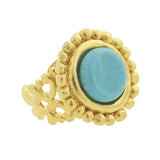 Susan Shaw: Handcast Gold with Genuine Turquoise Adjustable Ring