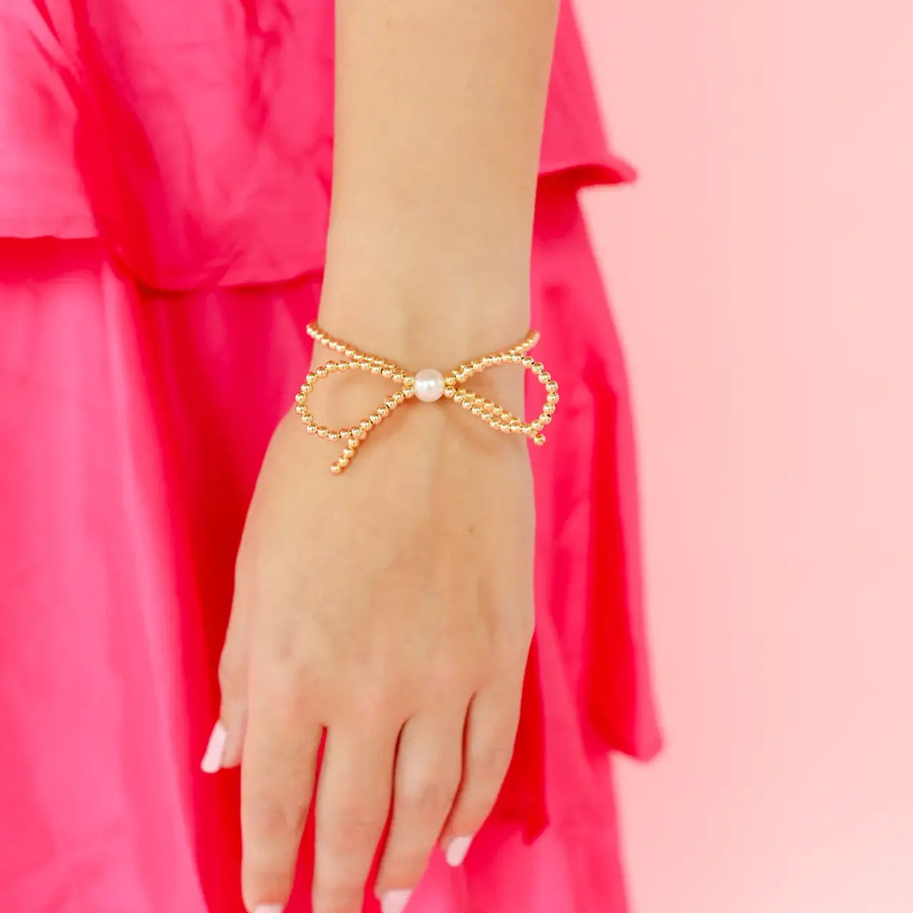 Gold Bow Beaded Bracelet