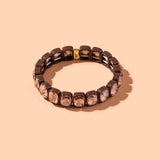 Penelope Gold w/ Rainbow Small Rectangle Stones Enamel Stretch Bracelet