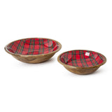Tartan Wood Round Bowls with Enamel