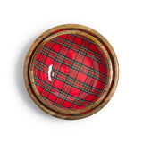 Tartan Wood Round Bowls with Enamel