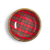 Tartan Wood Round Bowls with Enamel