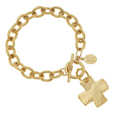 Susan Shaw: Gold Cross Toggle Bracelet