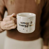 Strong and Courageous Gold Tile Coffee Mug