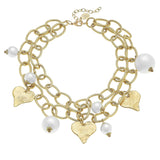 Susan Shaw: Gold Heart and Genuine Cotton Pearl Necklace