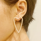 Pearl Encrusted Heart Earrings