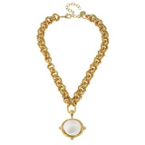 Susan Shaw: Gold Chain Necklace with Cotton Pearl.