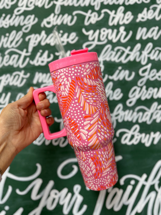 Mosaic Meadow Pink Tumbler