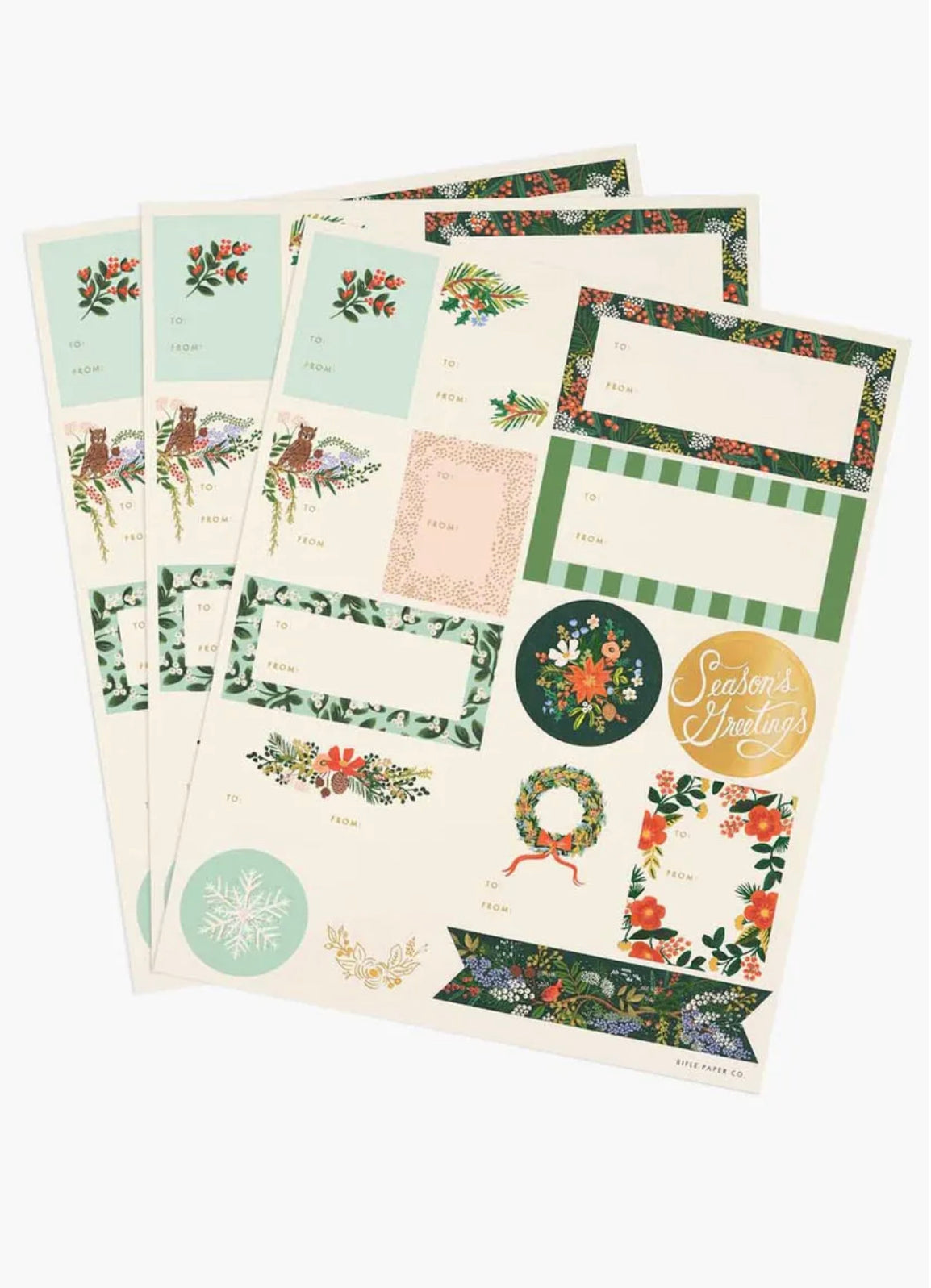 Rifle Paper 3-Pack Holiday Stickers & Labels