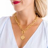 Susan Shaw: Handcast Gold Intaglio Coin Front Toggle Necklace