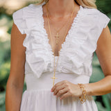 Susan Shaw: Dainty Elongated Cross Necklace