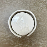 Clay Pelican with Crown Coaster Set