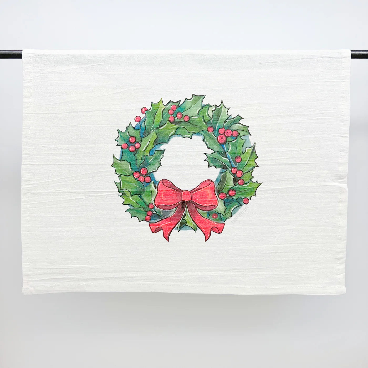 Holly Wreath Tea Towel