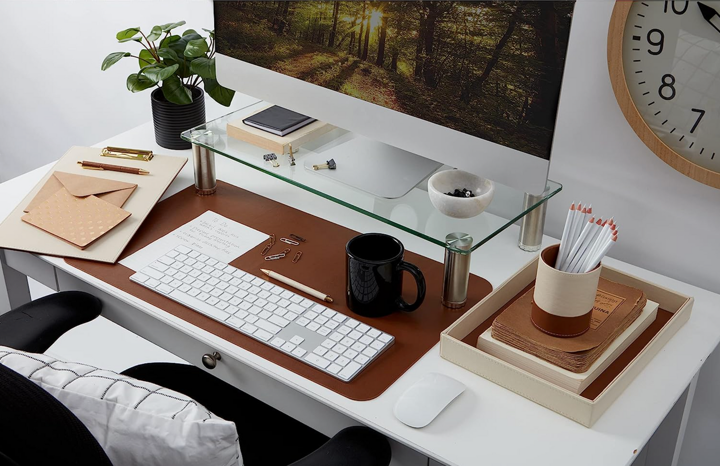 Brown Leatherette Desk Pad