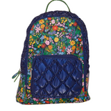 Navy Puffer and Floral Backpack