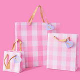 Light Pink Gingham Gift Bags