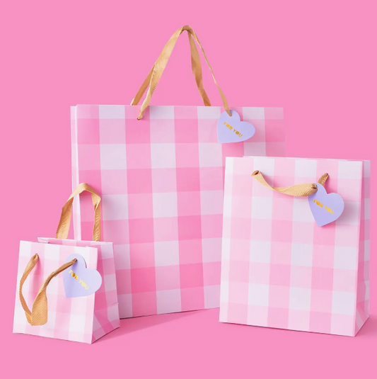 Light Pink Gingham Gift Bags