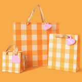 Orange Gingham Gift Bags