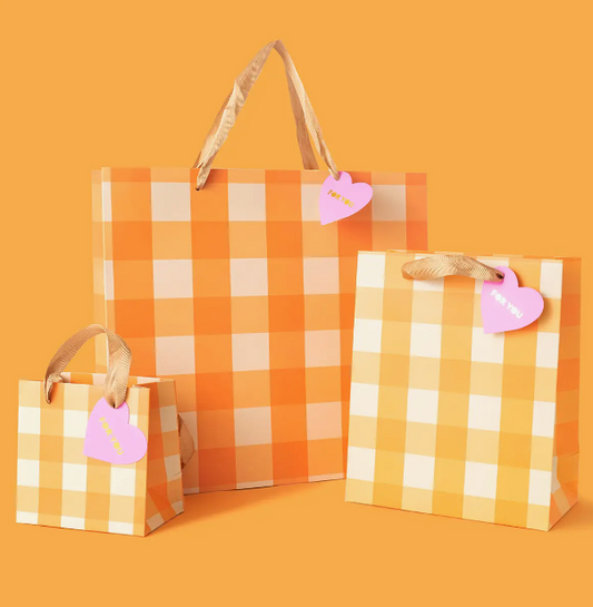 Orange Gingham Gift Bags