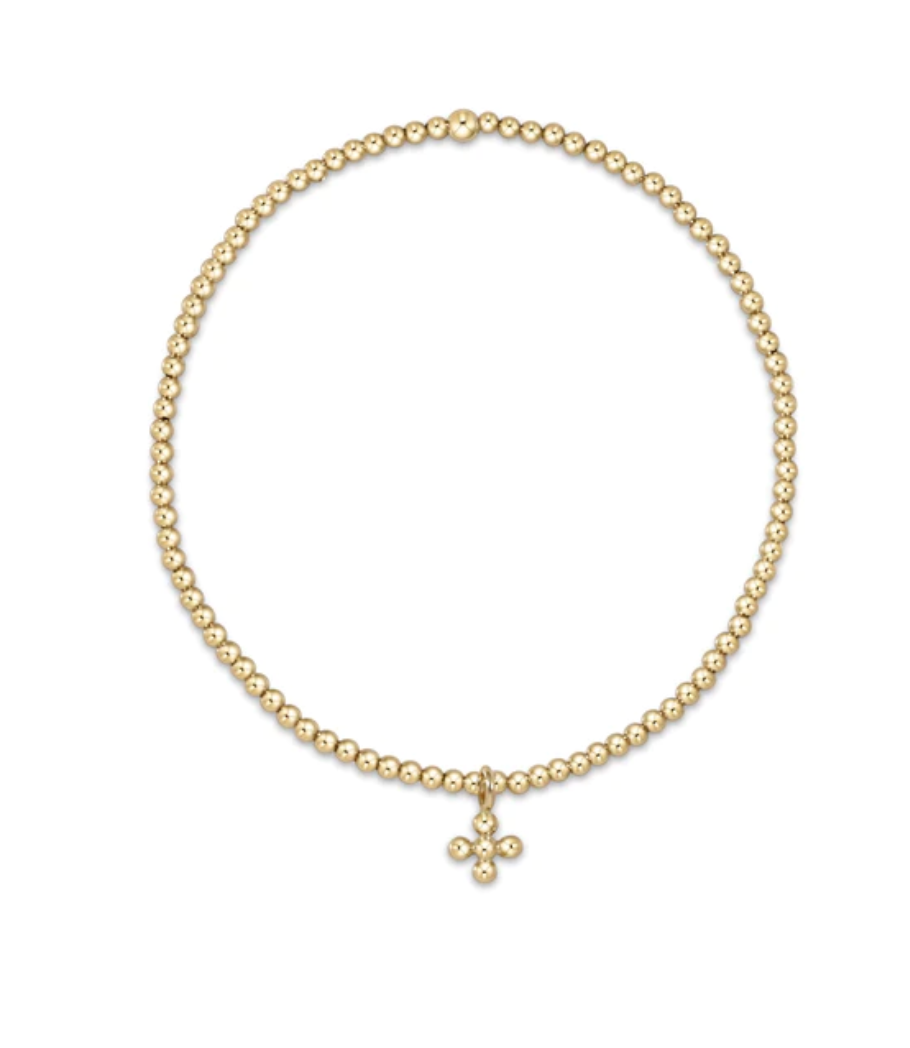 Enewton classic gold 2mm bead bracelet - classic beaded signature cross small gold charm