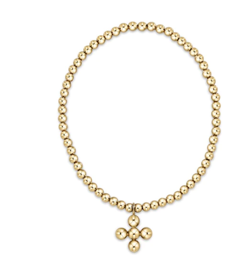 Enewton classic gold 3mm bead bracelet - classic beaded signature cross small gold charm