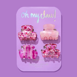 Pink Confetti Mini Claw Clips- Set Of 4