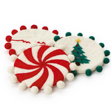 Hand-Crafted Felt Coasters w/ Pom-Poms (Set of 4)