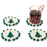 Hand-Crafted Felt Coasters w/ Pom-Poms (Set of 4)