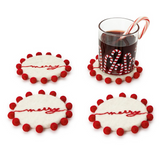 Hand-Crafted Felt Coasters w/ Pom-Poms (Set of 4)