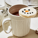 Cable Knit Pattern Mug w/ Snowman Marshmallow Toppers