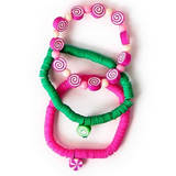 Peppermint Candy Elastic Bracelets w/ Gingerbread House Gift Box