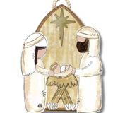 White and Gold Nativity Door Hanger