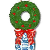 Blue and White Wreath Topiary Hanger