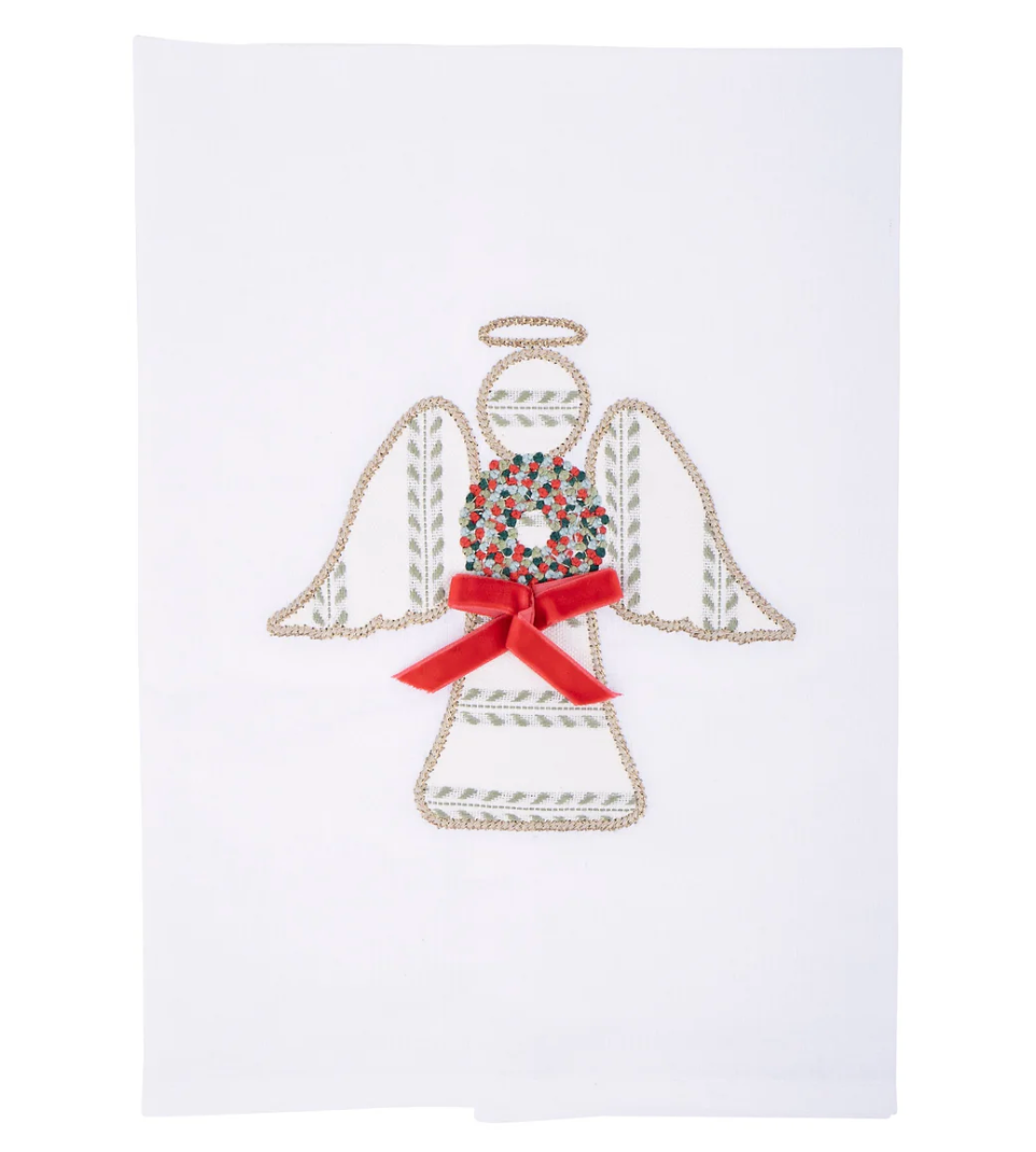 Christmas Wreath Angel Tea Towel