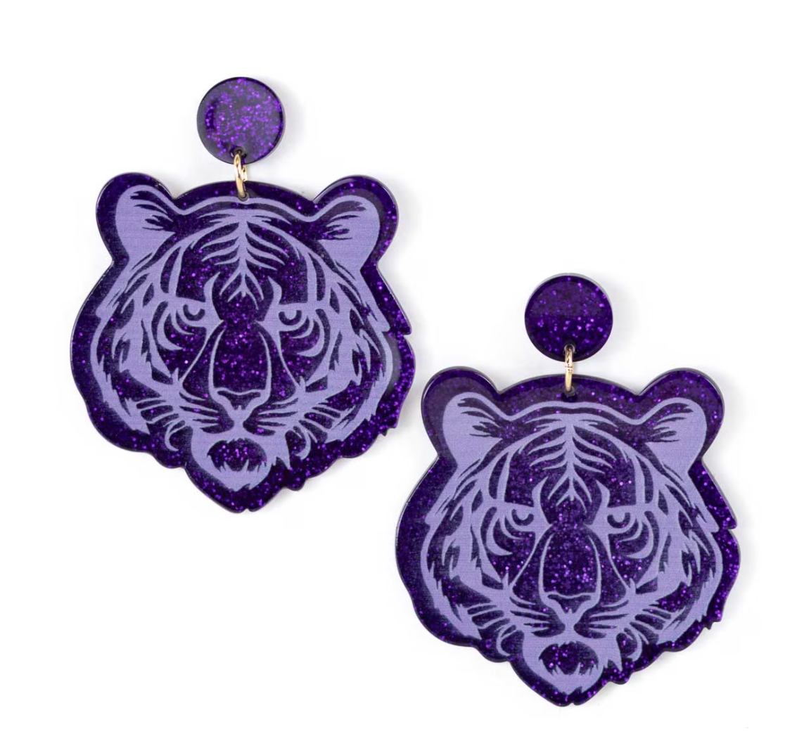 Tiger Purple Earrings