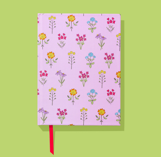 Pink Wildflowers Hardcover Notebook