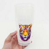 Purple & Gold Tiger Head Party Cups