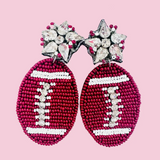 Red/White Beaded Football Earrings