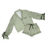 Green Stripe Pajama Set