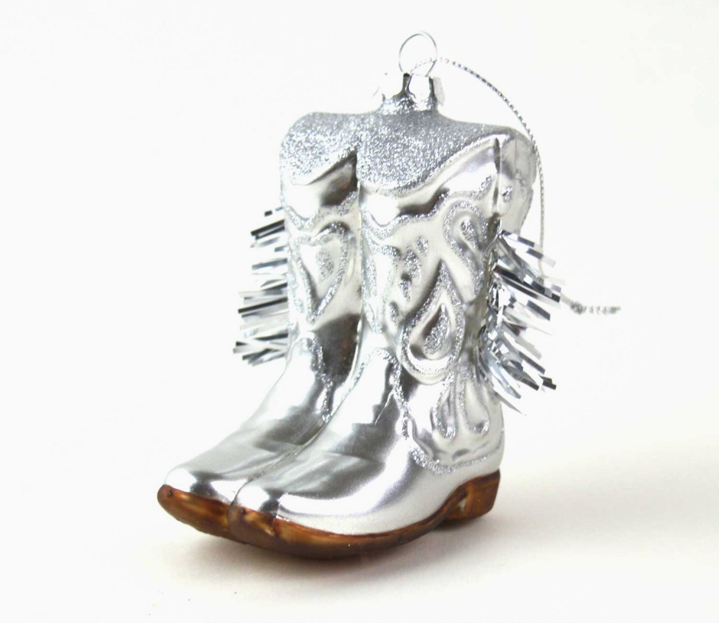 Cowboy Boot Glass Ornament